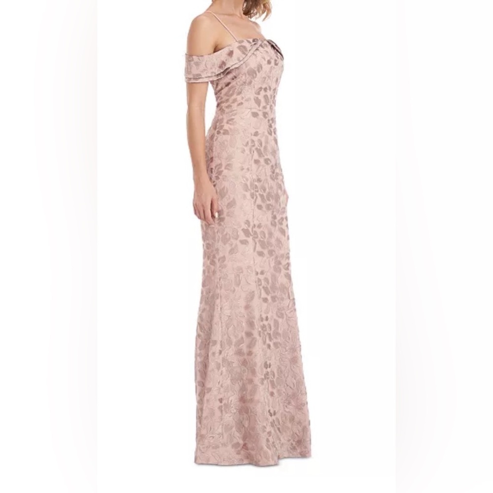 JS Collections Tan Floral Off-Shoulder Maxi Dress